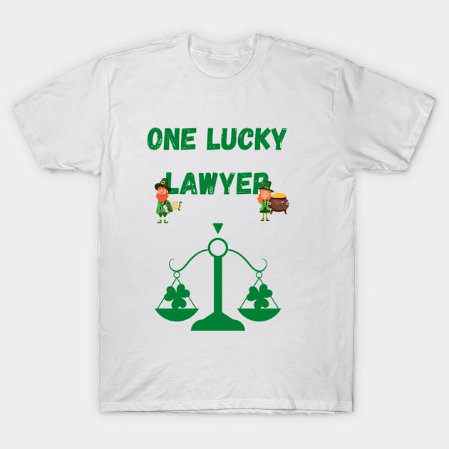 One Lucky Lawyer St Patrick's day  the scales of justice T-Shirt by Fafi